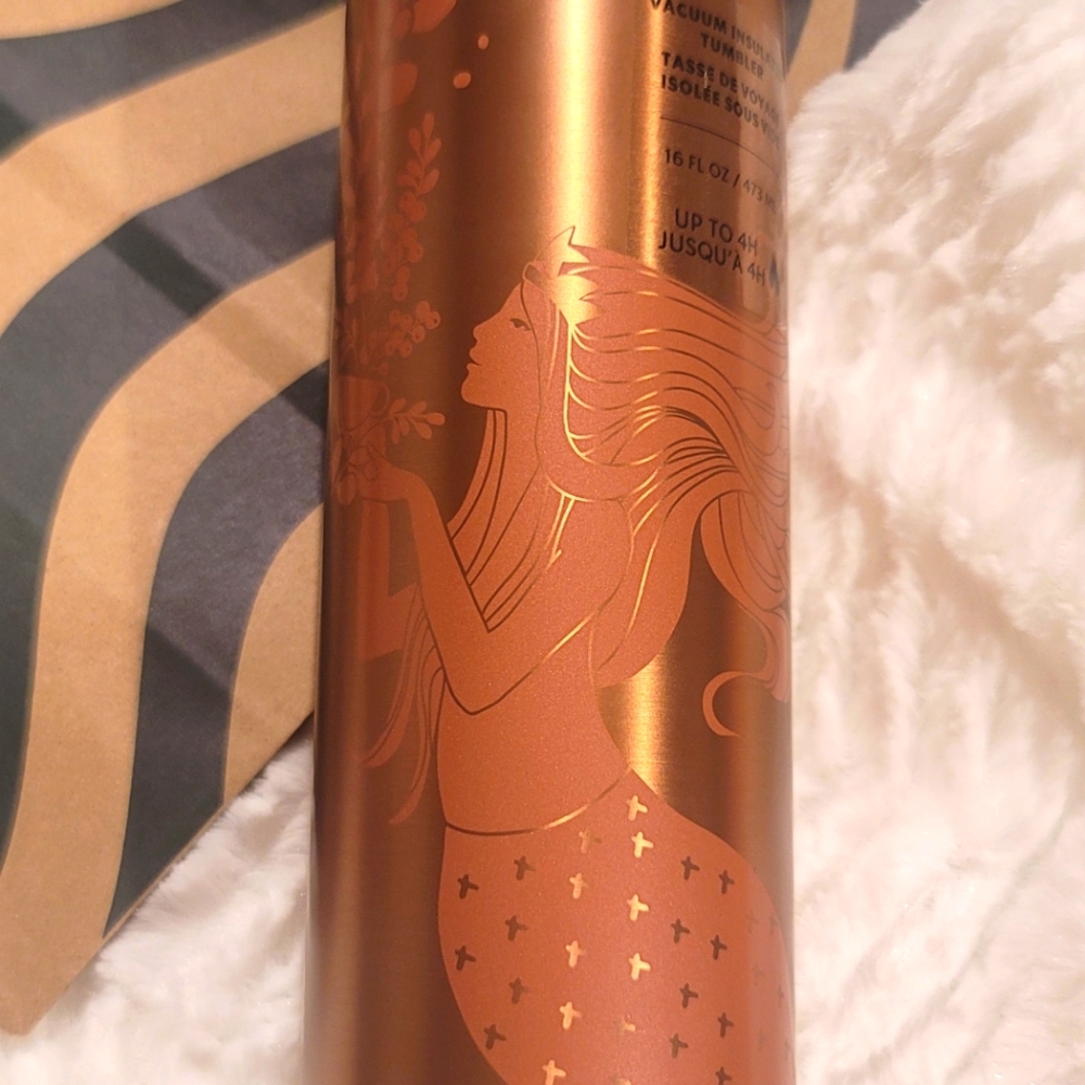 Starbucks Holiday Collection 2021 Rose Gold Bronze Metallic Insulated Tumbler